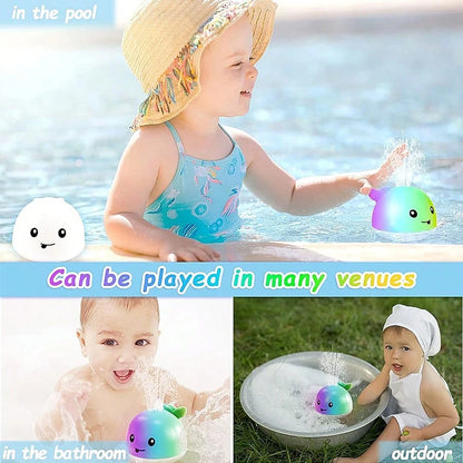 Infant Bath Toys, Suitable For Toddlers, Glowing Whale Spray Water Toys, Baby Swimming Pool Water Table Toys, Suitable For Babies 3 Months And Above, Bathtub Fountain Toys