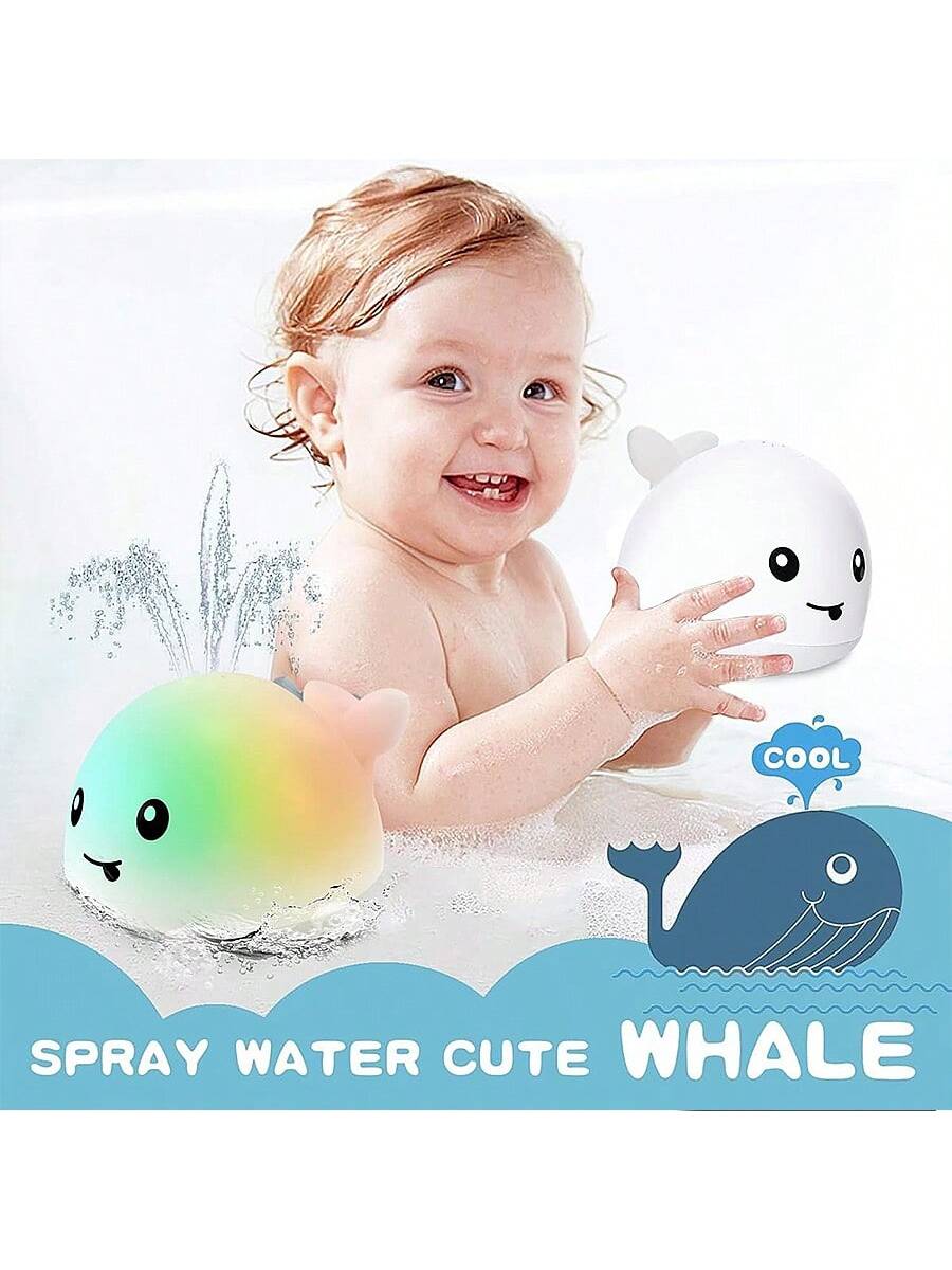 Infant Bath Toys, Suitable For Toddlers, Glowing Whale Spray Water Toys, Baby Swimming Pool Water Table Toys, Suitable For Babies 3 Months And Above, Bathtub Fountain Toys