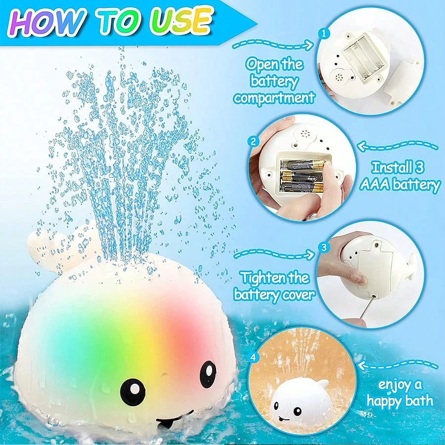 Infant Bath Toys, Suitable For Toddlers, Glowing Whale Spray Water Toys, Baby Swimming Pool Water Table Toys, Suitable For Babies 3 Months And Above, Bathtub Fountain Toys