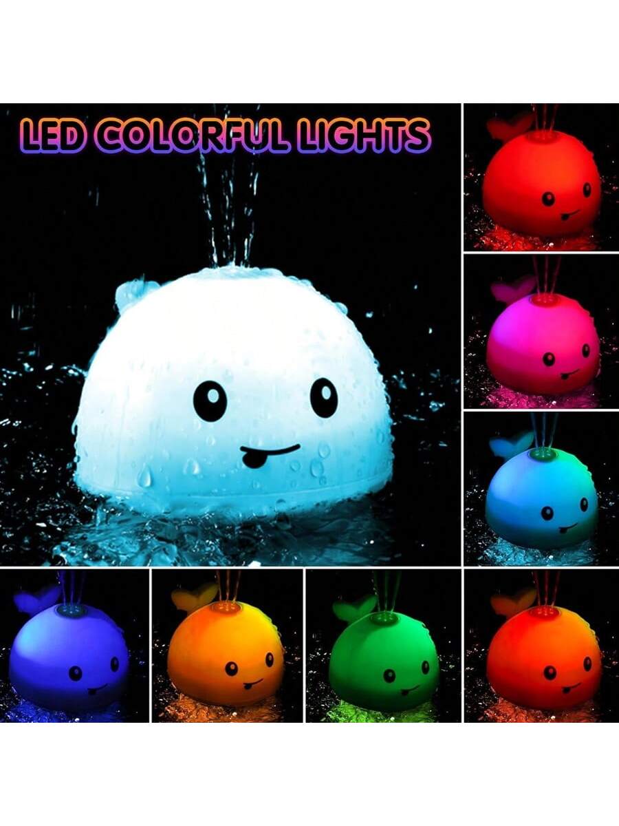 Infant Bath Toys, Suitable For Toddlers, Glowing Whale Spray Water Toys, Baby Swimming Pool Water Table Toys, Suitable For Babies 3 Months And Above, Bathtub Fountain Toys