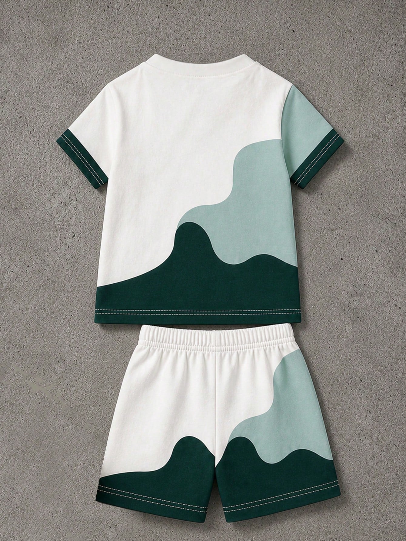 Infant Boy 6 Months-3 Years Geometric Pattern Knit Crew Neck Short Sleeve T-Shirt And Shorts Set, Multicolor Summer Casual Streetwear Toddler Clothing, Boy Summer Set Boy Clothing Infant Casual