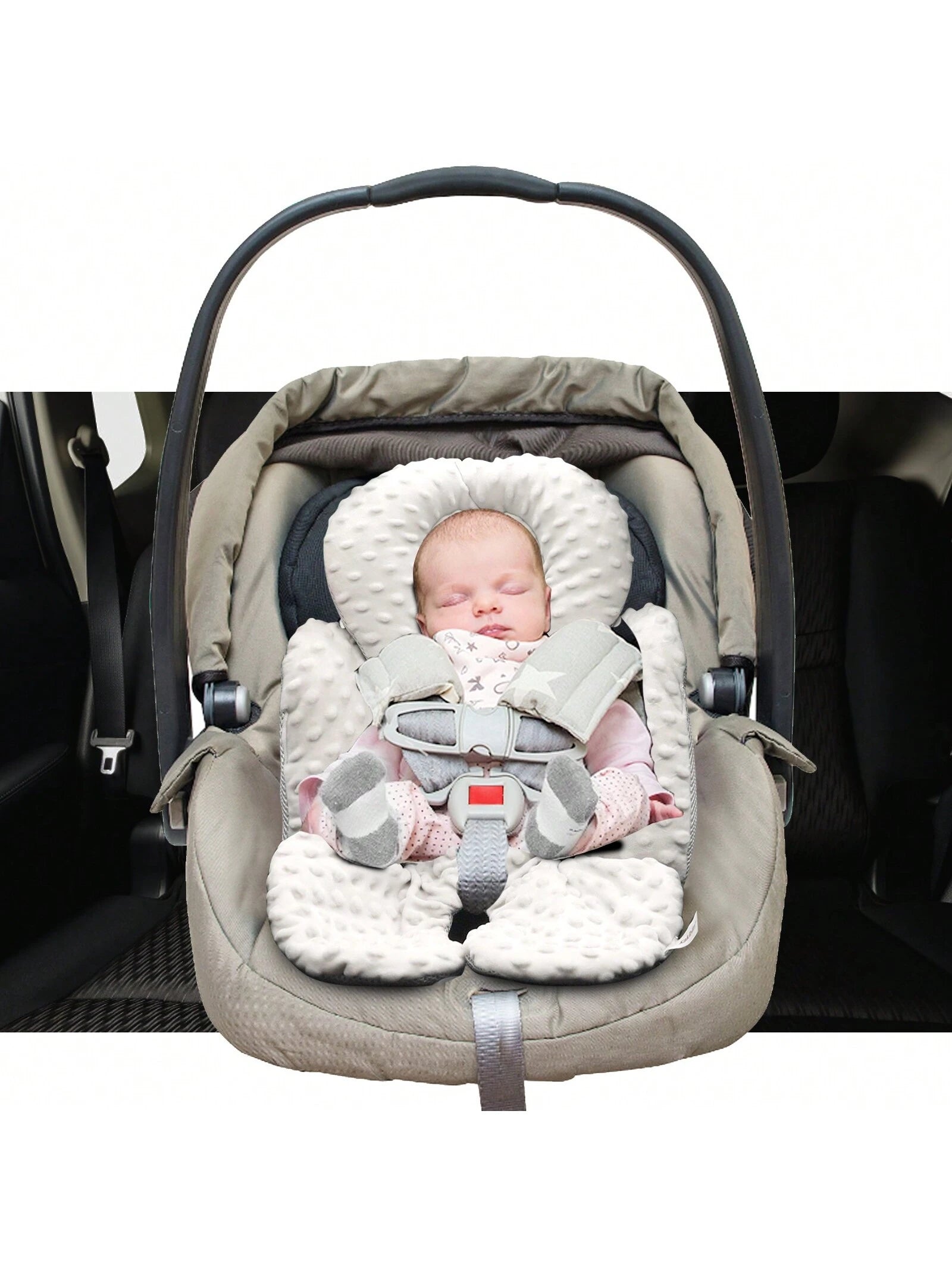 Infant Car Seat Insert, Baby Car Seat Head & Body Support For Newborn, 2-In-1 Reversible Baby Car Seat Cushion, Soft Stroller Cushion Insert