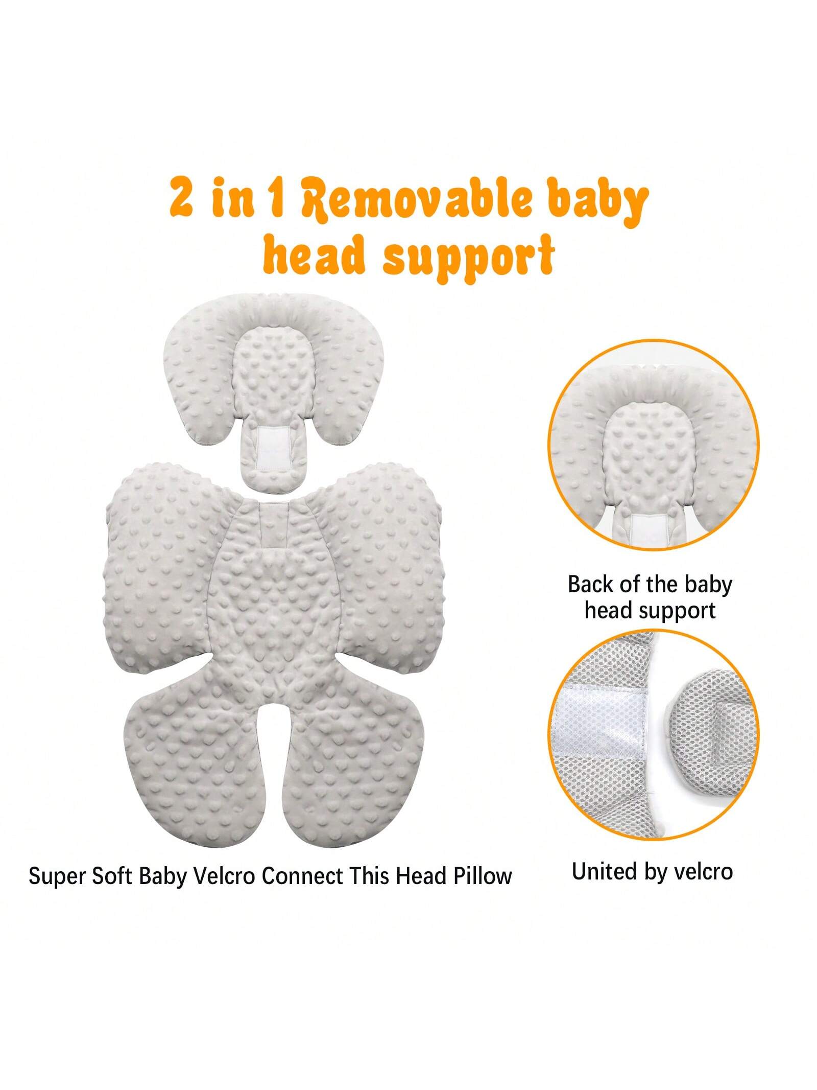 Infant Car Seat Insert, Baby Car Seat Head & Body Support For Newborn, 2-In-1 Reversible Baby Car Seat Cushion, Soft Stroller Cushion Insert