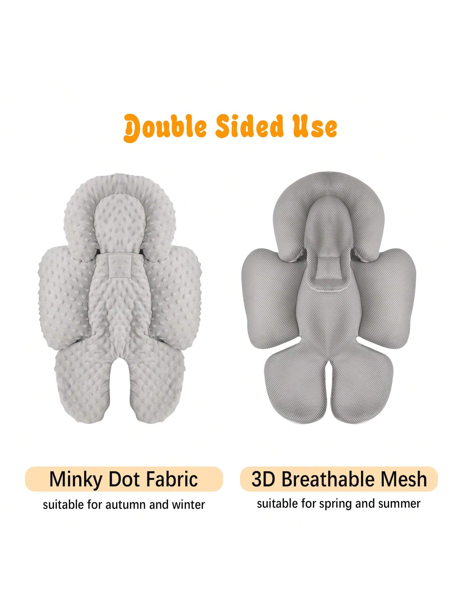 Infant Car Seat Insert, Baby Car Seat Head & Body Support For Newborn, 2-In-1 Reversible Baby Car Seat Cushion, Soft Stroller Cushion Insert