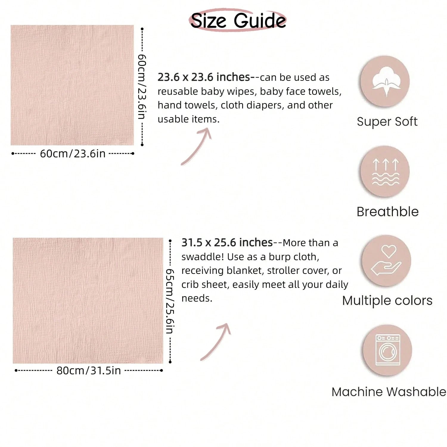 Infant Gauze Swaddle, Neutral Color Burp Cloth, Multi-Purpose Blanket, Can Be Used As Burp Cloth, Bib, Hugging, Playing And Car Seat Cover, Baby Essentials, Baby Shower Gift