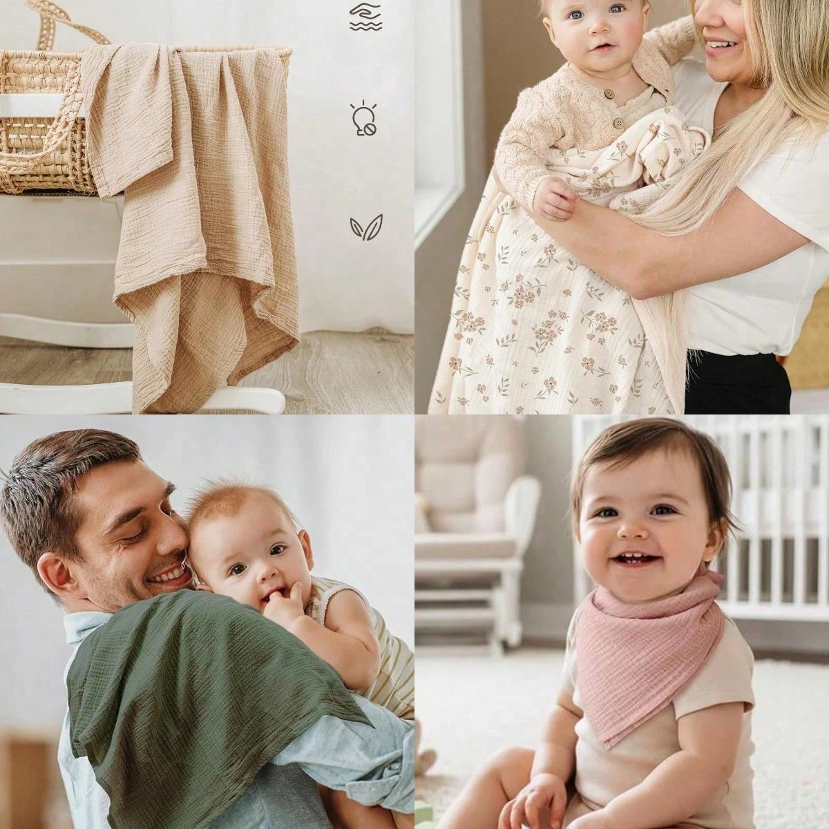Infant Gauze Swaddle, Neutral Color Burp Cloth, Multi-Purpose Blanket, Can Be Used As Burp Cloth, Bib, Hugging, Playing And Car Seat Cover, Baby Essentials, Baby Shower Gift