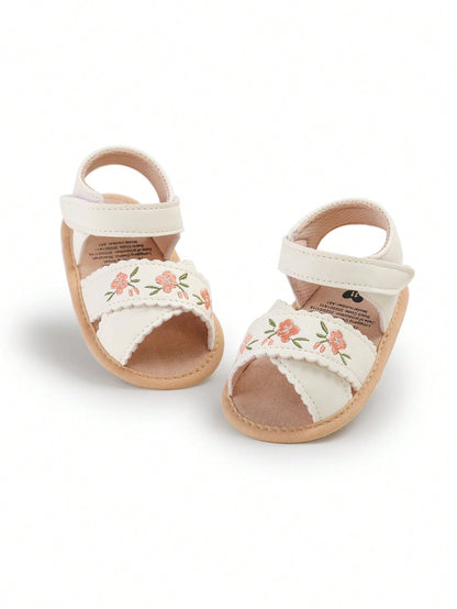 Infant Toddler Infant Girls PU Leather Soft Open Toe Summer Sandals Flower Princess Flat Shoes