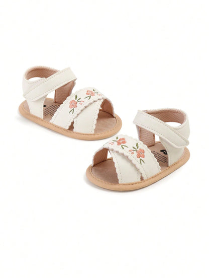 Infant Toddler Infant Girls PU Leather Soft Open Toe Summer Sandals Flower Princess Flat Shoes