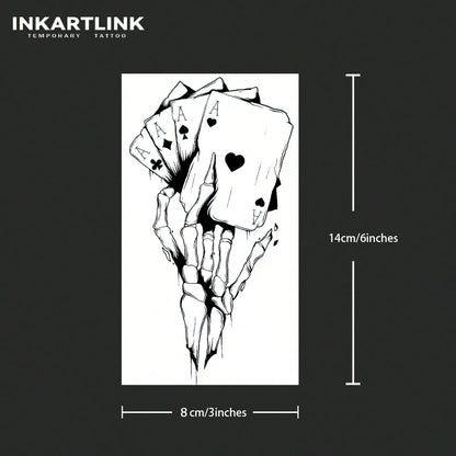 INKARTLINK Gothic Dark Skull Temporary Tattoo| Herbal Juice Formula 15-Day Lasting| Semi-Permanent Waterproof Fake Tattoo| Unisex Personalized Sticker| Dark Aesthetics Body Art| Essential For Hal
