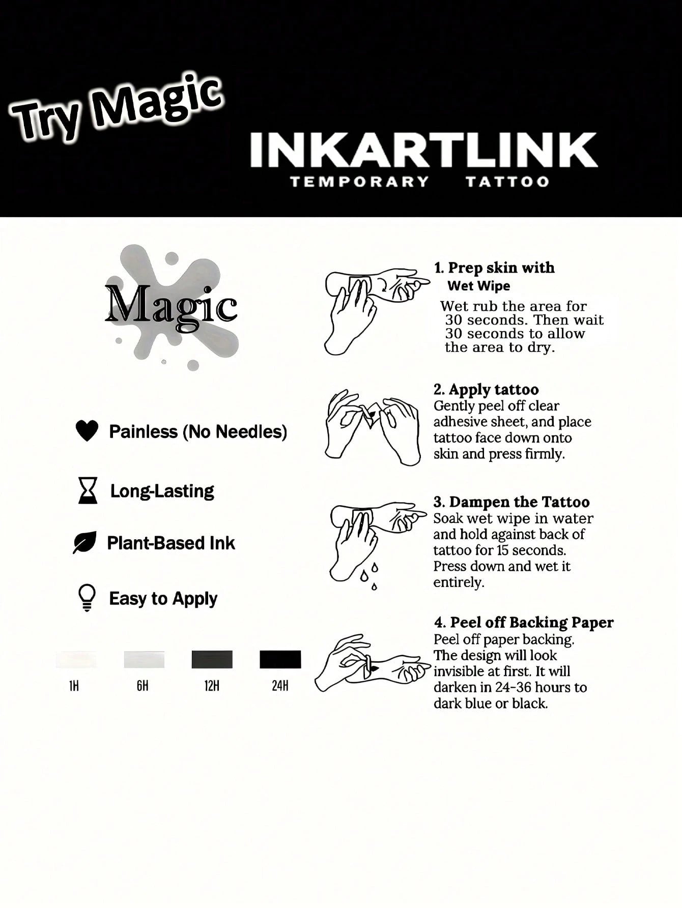 INKARTLINK Gothic Dark Skull Temporary Tattoo| Herbal Juice Formula 15-Day Lasting| Semi-Permanent Waterproof Fake Tattoo| Unisex Personalized Sticker| Dark Aesthetics Body Art| Essential For Hal