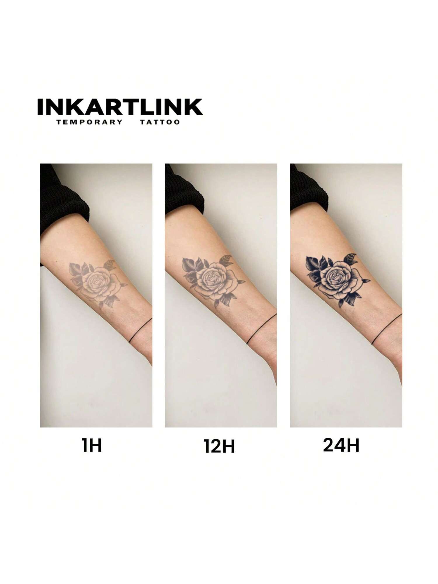 INKARTLINK Gothic Dark Skull Temporary Tattoo| Herbal Juice Formula 15-Day Lasting| Semi-Permanent Waterproof Fake Tattoo| Unisex Personalized Sticker| Dark Aesthetics Body Art| Essential For Hal