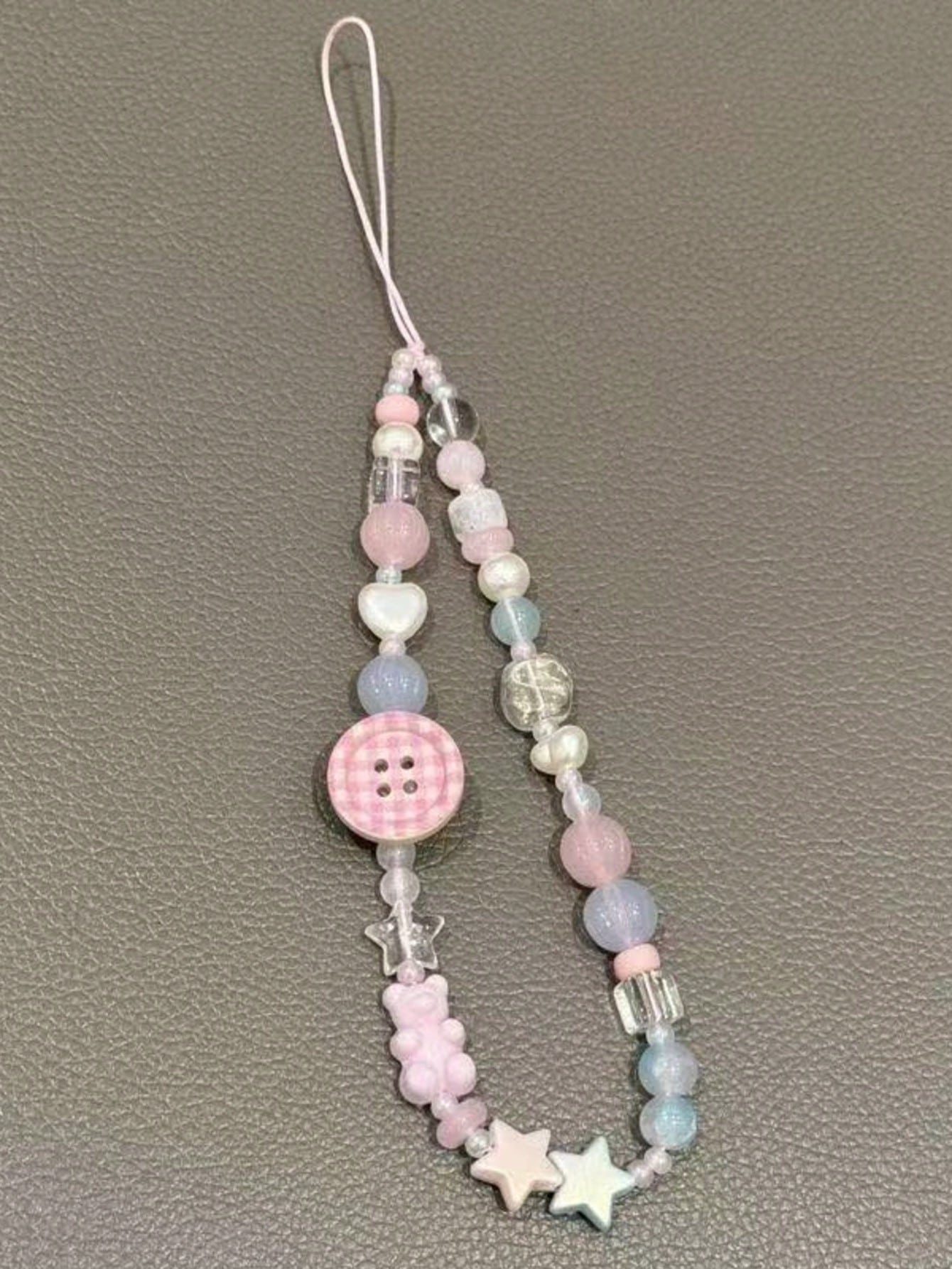 INS Pink Phone Lanyard Chain, Beaded Camera Strap Wristlet For Girls
