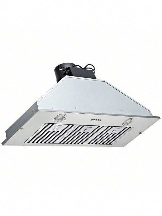 Insert Range Hood, 800CFM 3-Speed, 36 Inch Stainless Steel Built-In Kitchen Vent With Push Button Control LED Lights Baffle Filters, Ducted/Ductless Convertible, ETL Listed
