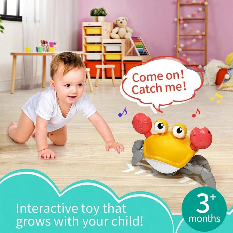 Interactive Crawling Crab Baby Toy, Music Crab For Infant Tummy Time & Toddler Walking, Senses Obstacle Avoidance, Fun Birthday Gift For Boys And Girls