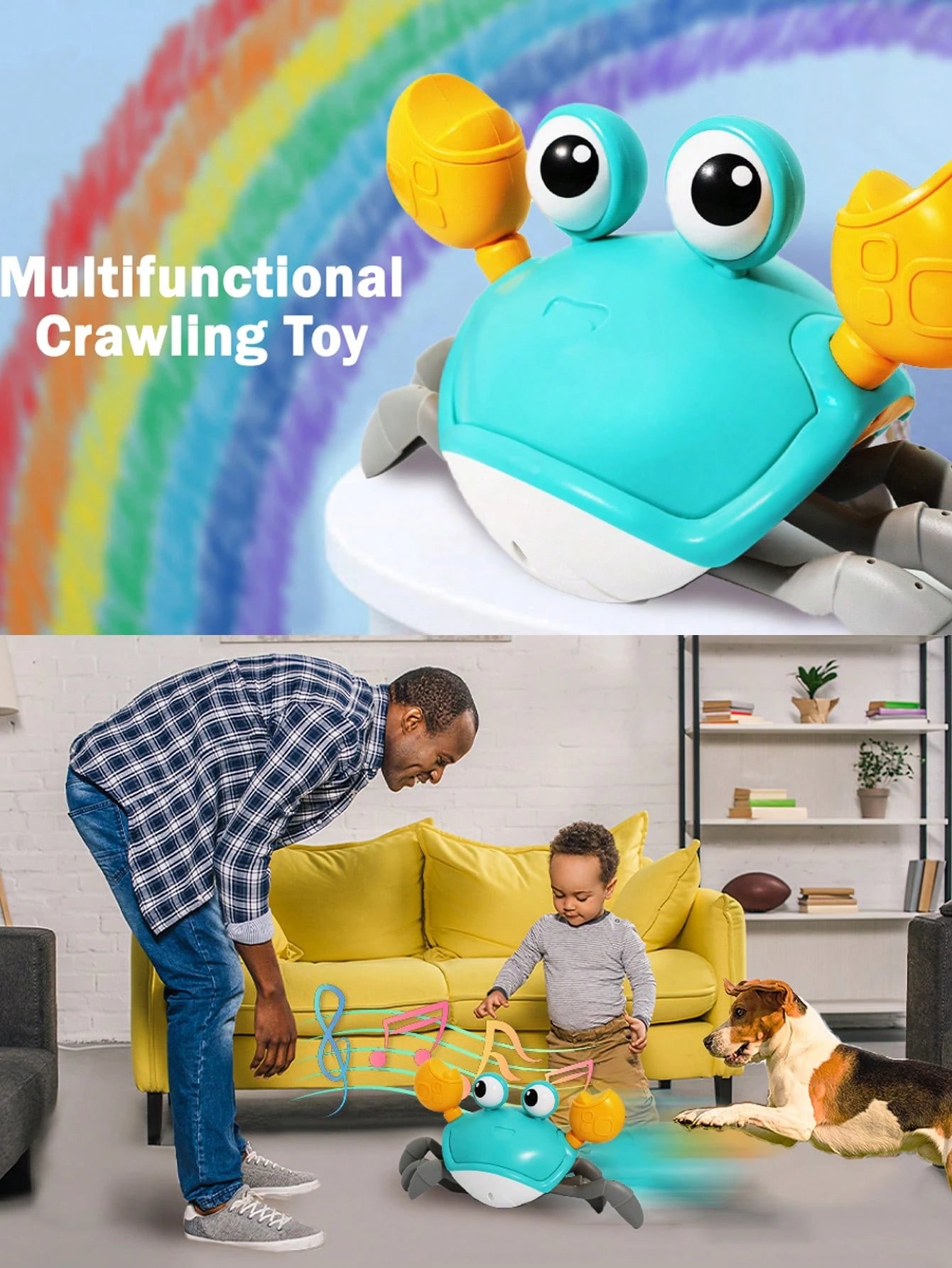 Interactive Crawling Crab Baby Toy, Music Crab For Infant Tummy Time & Toddler Walking, Senses Obstacle Avoidance, Fun Birthday Gift For Boys And Girls