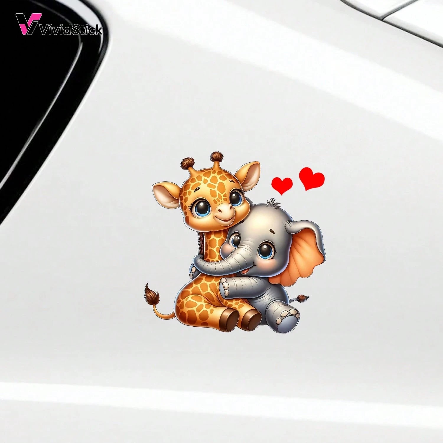 Interesting Curly Giraffe Car Stickers Cute Cartoon Giraffe Colorful Hair Clip Red Lips Vinyl Stickers Detachable Decorative Stickers Suitable For Car Windows, Cars, Trucks