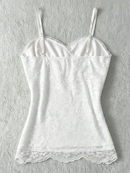 IslaSuriya Cherry Blossom Pink Lace Bow Tie Waist Camisole