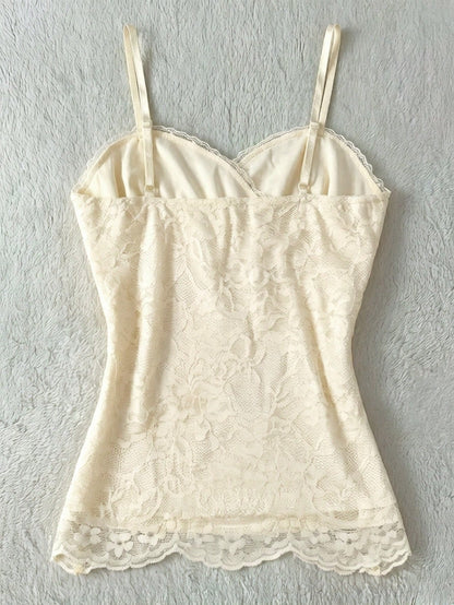 IslaSuriya Cherry Blossom Pink Lace Bow Tie Waist Camisole