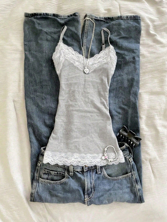 IslaSuriya Lace Patchwork Fitted Women Camisole