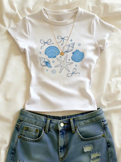 IslaSuriya Plus Size Top, Flowers Pattern, Casual For Women, Graphic Tee, Summer,Women's Beach Top Summer, Gift For Sister, Y2k Top