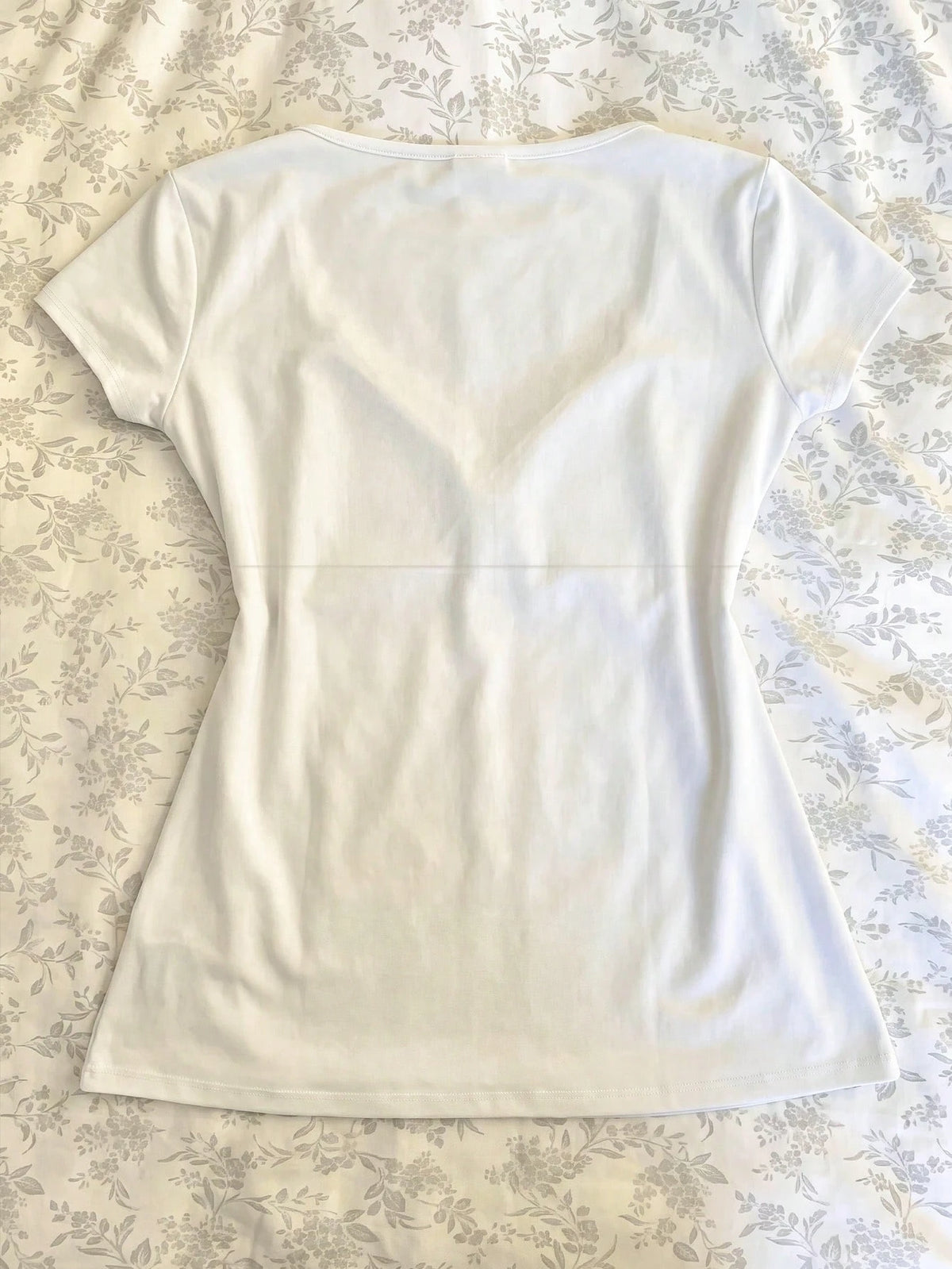 IslaSuriya Solid Color Women's Contrast Lace Short Sleeve Casual T-Shirt