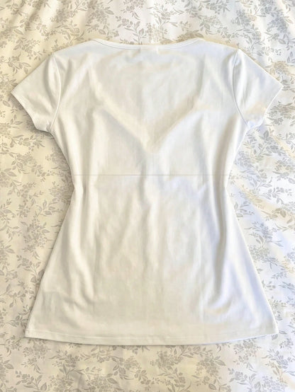 IslaSuriya Solid Color Women's Contrast Lace Short Sleeve Casual T-Shirt