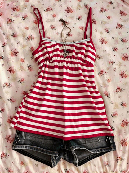IslaSuriya Summer Casual Retro Y2K Striped Women Camisole