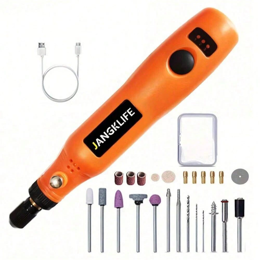 JANGKLIFE Mini Electric Drill & Rotary Tool Kit- 36pcs Accessory Set, With Flexible Shaft, USB Charging, 3 Speed Modes, Suitable For DIY Crafts, Handmade, Multi-Function Tool