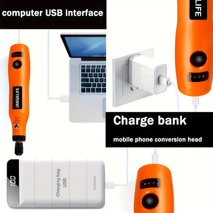 JANGKLIFE Mini Electric Drill & Rotary Tool Kit- 36pcs Accessory Set, With Flexible Shaft, USB Charging, 3 Speed Modes, Suitable For DIY Crafts, Handmade, Multi-Function Tool