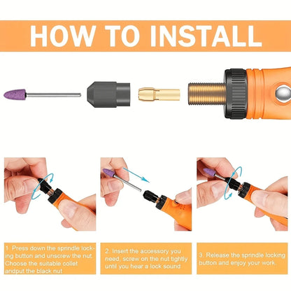 JANGKLIFE Mini Electric Drill & Rotary Tool Kit- 36pcs Accessory Set, With Flexible Shaft, USB Charging, 3 Speed Modes, Suitable For DIY Crafts, Handmade, Multi-Function Tool