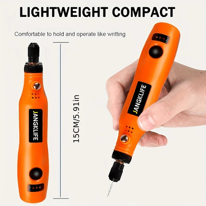 JANGKLIFE Mini Electric Drill & Rotary Tool Kit- 36pcs Accessory Set, With Flexible Shaft, USB Charging, 3 Speed Modes, Suitable For DIY Crafts, Handmade, Multi-Function Tool