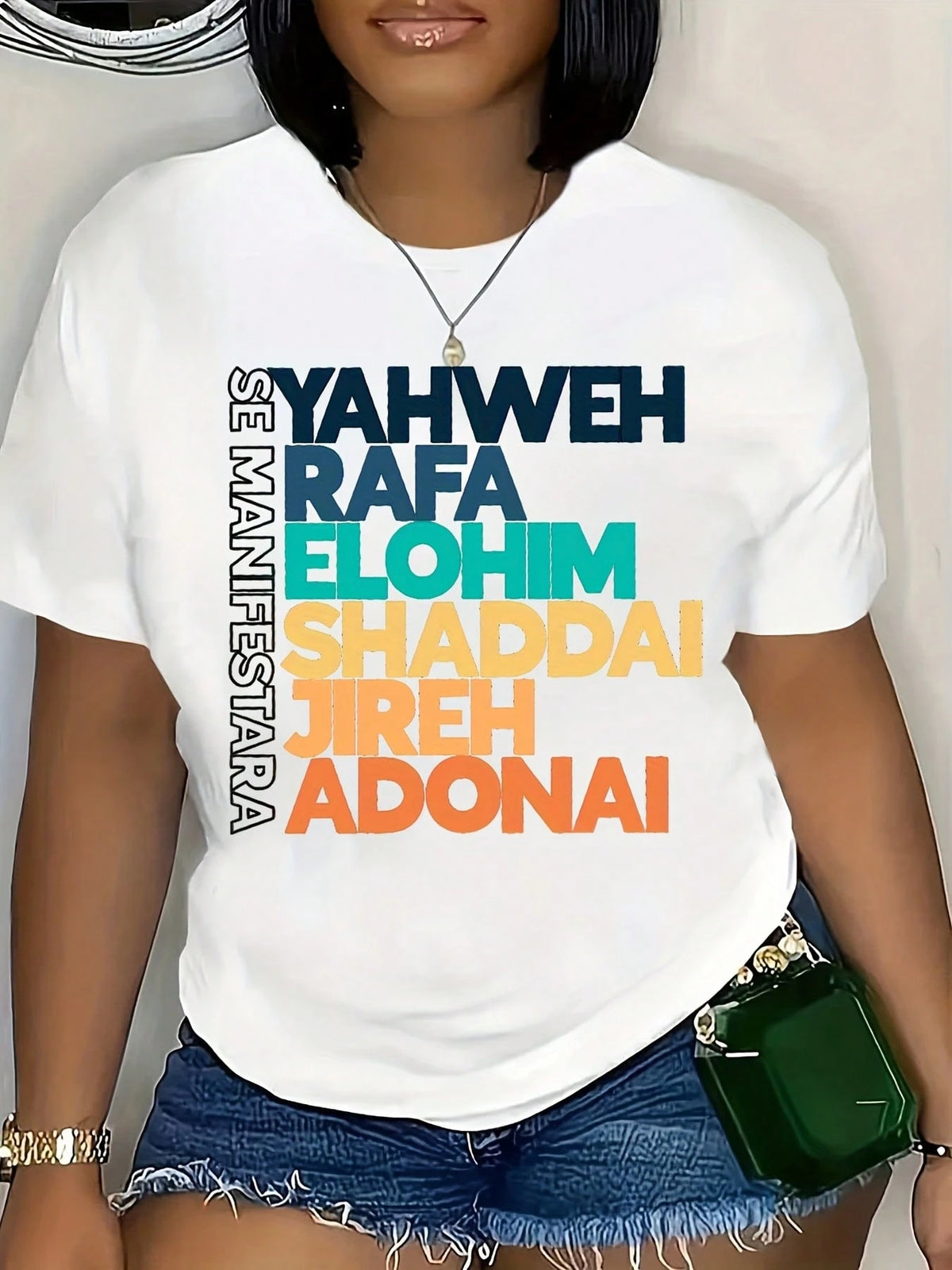 Jehovah Rapha Elohim Shaddai Adonai Faith-Themed Printed Women's T-Shirt, A Spiritual Statement Top, Plus Size Casual Tee, Is An Excellent Gift