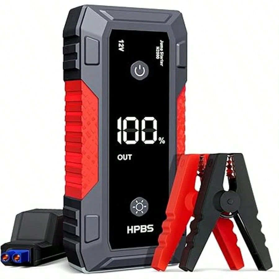Jump Starter With 290PSI Air Compressor, 12V Car Battery Booster, Portable Jump Box (10.0 Gas/10.0L ) Tire Inflator, Jumper Cables, And LED Light (Jump Starter With Air Compressor)