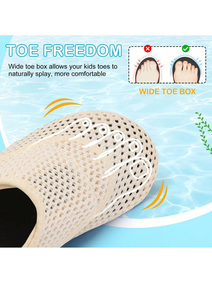 Kids Adjustable Strap Aquatic Shoes- Lightweight, Comfortable And Breathable, Perfect For Spring And Summer, Suitable For Casual, Beach, Swimming