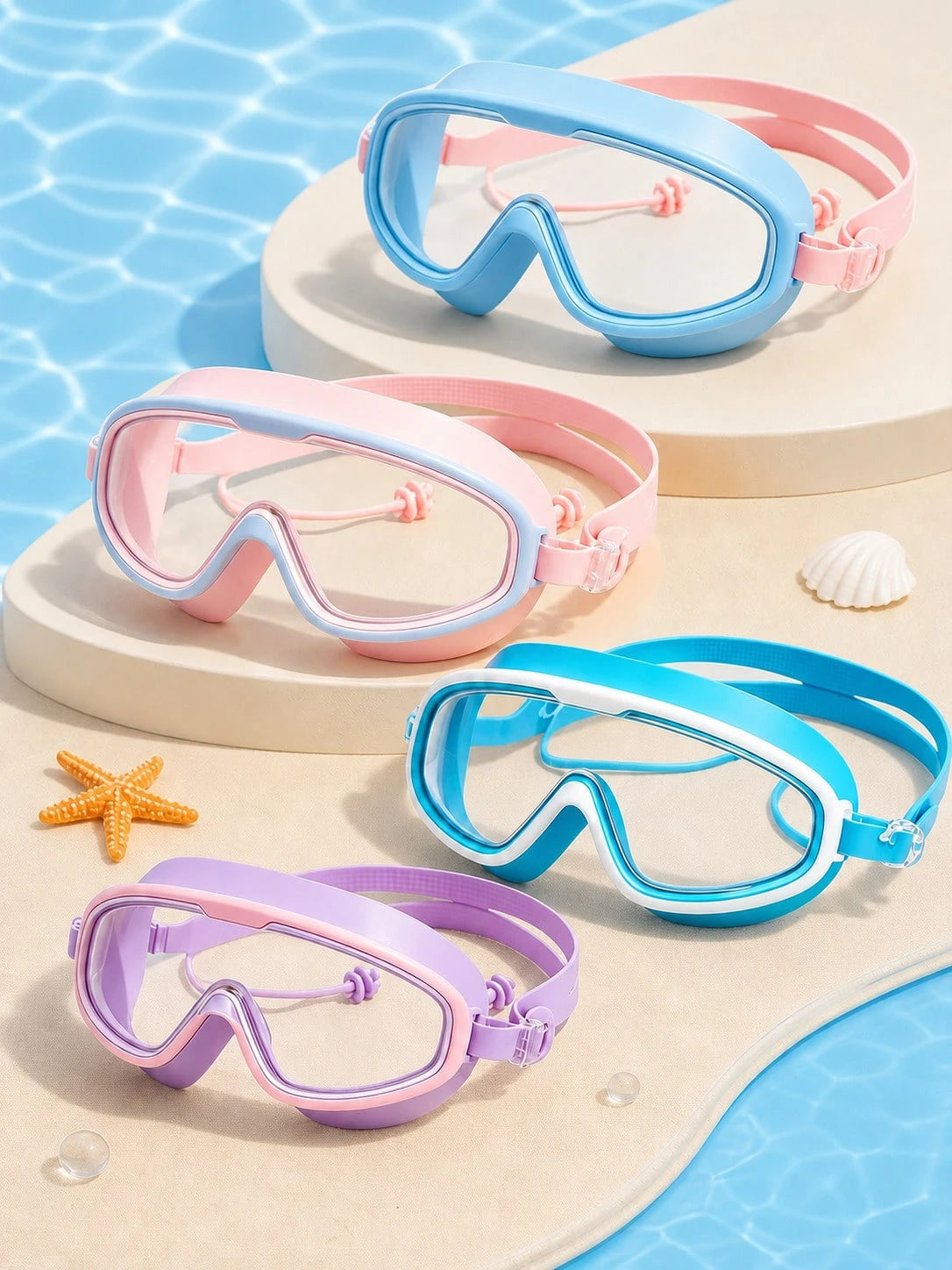 Kids Anti-Fog High Definition Swimming Goggles| Wide Vision Waterproof Leak-Proof| Soft Silicone Seal Fit| Adjustable Comfortable Strap| Diving Swim Goggles