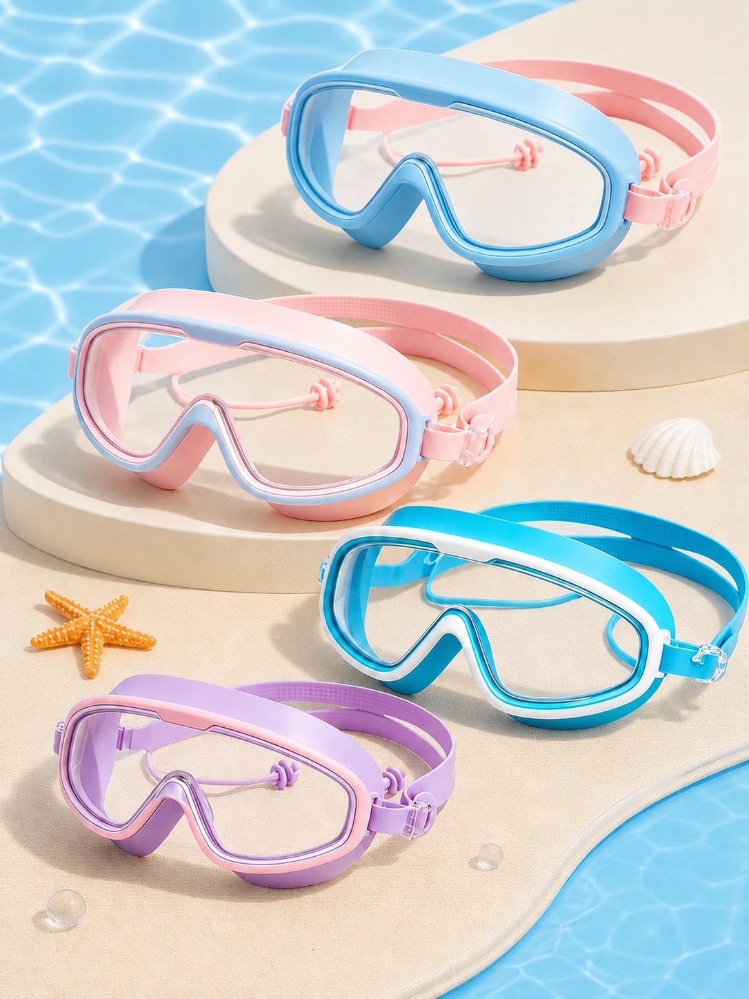 Kids Anti-Fog High Definition Swimming Goggles| Wide Vision Waterproof Leak-Proof| Soft Silicone Seal Fit| Adjustable Comfortable Strap| Diving Swim Goggles