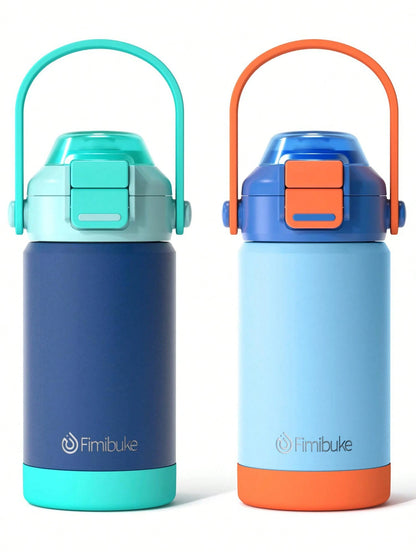 Kids Insulated Water Bottle With Pop-Open Straw & Spout 2-In-1 Lid,14oz Kids Cups With Stainless Steel Leak Proof For School Travel, Back To School