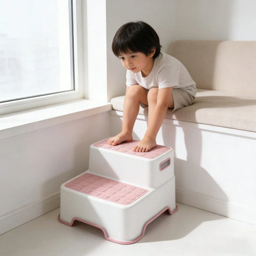 Kids Non Slip Step Stool, 2 Pack Toddler Bathroom Stool For Sink, Toilet Training & Kitchen Helper