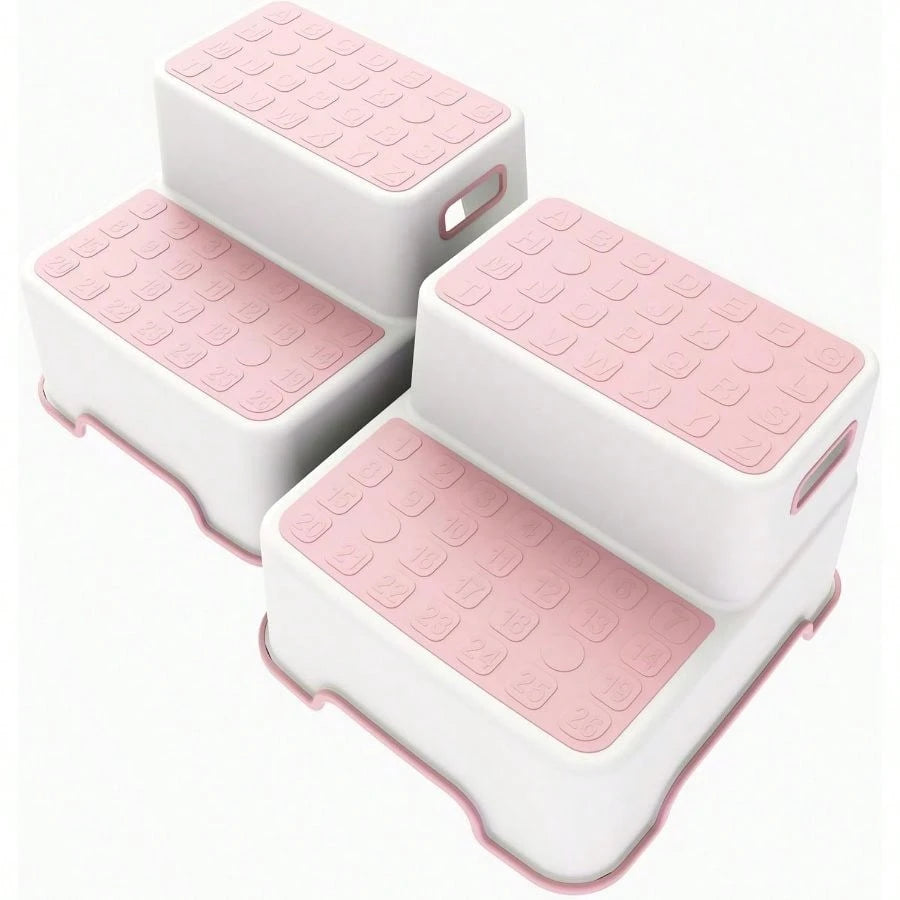 Kids Non Slip Step Stool, 2 Pack Toddler Bathroom Stool For Sink, Toilet Training & Kitchen Helper