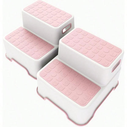 Kids Non Slip Step Stool, 2 Pack Toddler Bathroom Stool For Sink, Toilet Training & Kitchen Helper