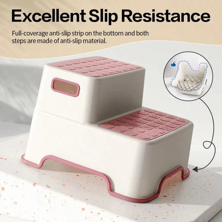 Kids Non Slip Step Stool, 2 Pack Toddler Bathroom Stool For Sink, Toilet Training & Kitchen Helper