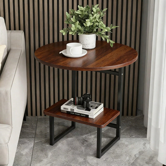 Kocoile Modern Light Luxury Simple Metal Side Table With 2-Layer Storage Shelf- Compact Living Room, Bedroom And Sofa/Bedside Coffee Table, Sturdy Black Metal, Space-Saving Decor Table, Easy To Assem