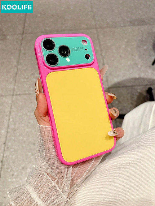 KOOLIFE 1pc Luxury Ins Style Summer Dopamine Color Block Phone Case, Anti-Drop, Full Coverage, Compatible With IPhone 18 Pro/18 Pro Max/17 Pro Max, New 16 Pro Max, 15 Pro Max, 13 Pro, 13, 14 Pro Max