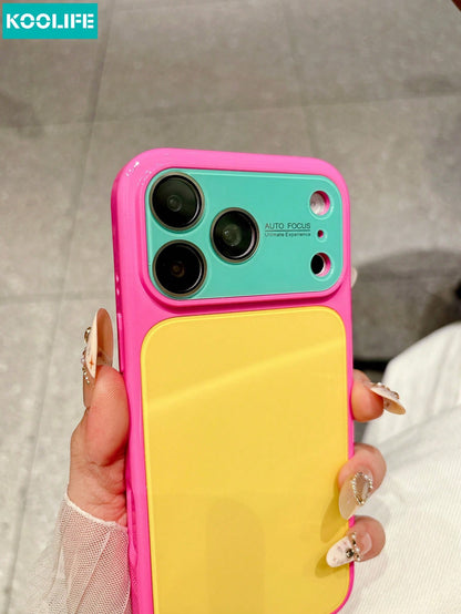 KOOLIFE 1pc Luxury Ins Style Summer Dopamine Color Block Phone Case, Anti-Drop, Full Coverage, Compatible With IPhone 18 Pro/18 Pro Max/17 Pro Max, New 16 Pro Max, 15 Pro Max, 13 Pro, 13, 14 Pro Max