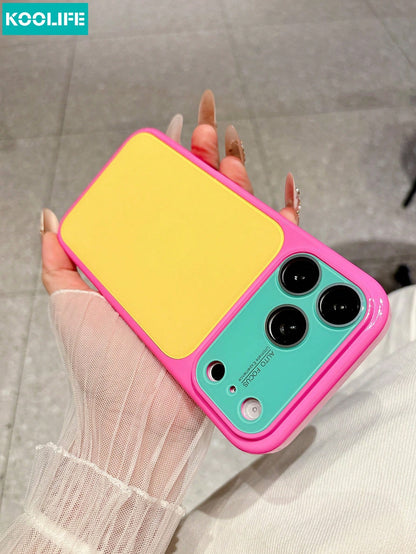 KOOLIFE 1pc Luxury Ins Style Summer Dopamine Color Block Phone Case, Anti-Drop, Full Coverage, Compatible With IPhone 18 Pro/18 Pro Max/17 Pro Max, New 16 Pro Max, 15 Pro Max, 13 Pro, 13, 14 Pro Max
