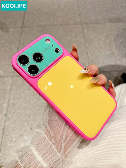 KOOLIFE 1pc Luxury Ins Style Summer Dopamine Color Block Phone Case, Anti-Drop, Full Coverage, Compatible With IPhone 18 Pro/18 Pro Max/17 Pro Max, New 16 Pro Max, 15 Pro Max, 13 Pro, 13, 14 Pro Max