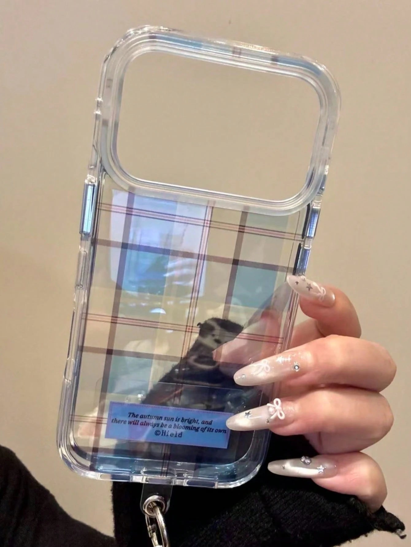 Korean Ins Style Semi-Transparent Plaid Chain Phone Case Compatible With Iphone 17 Pro Max, 17, 16, 15, 14, 16 Pro, 15 Pro, Women's New Vintage Premium Protective Shockproof Cover