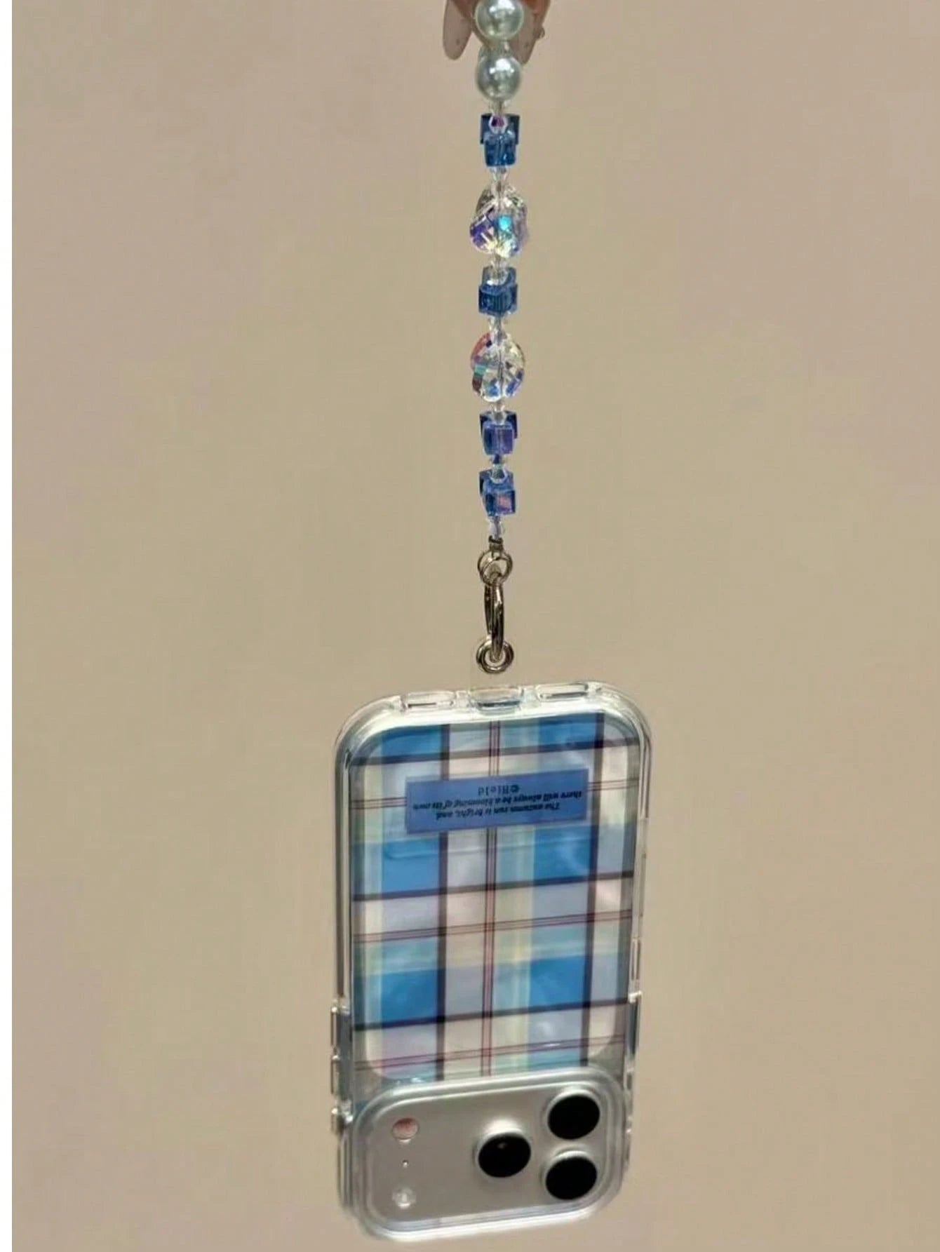 Korean Ins Style Semi-Transparent Plaid Chain Phone Case Compatible With Iphone 17 Pro Max, 17, 16, 15, 14, 16 Pro, 15 Pro, Women's New Vintage Premium Protective Shockproof Cover