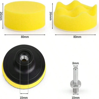 Kshineni 3 Inch Drill Buffing Pad, 11 Pcs Car Foam Polishing Pads Kit, Drill Buffer Polisher Attachment Buffing Kit For Car Polishing, Waxing, Sealing Glaze