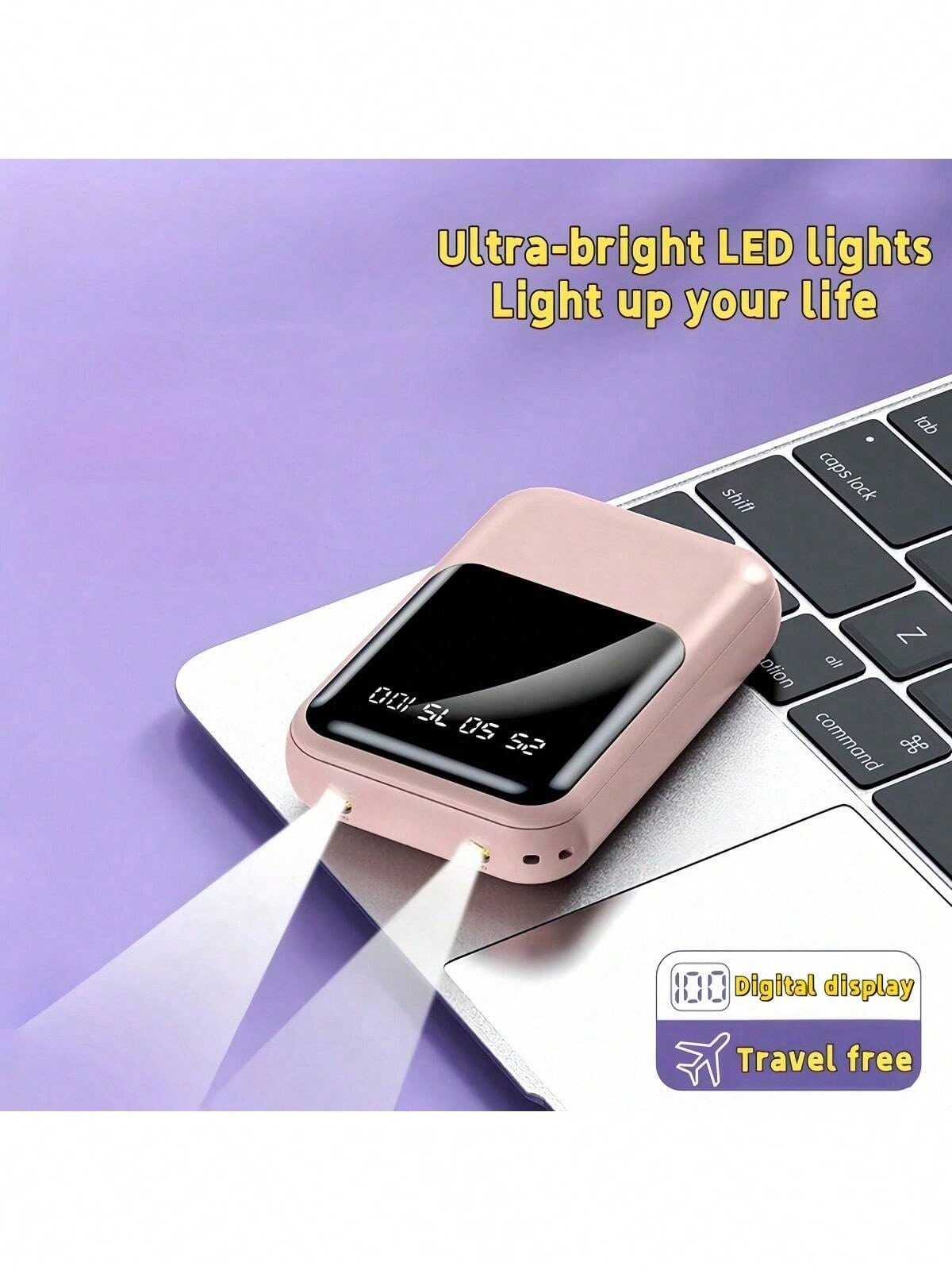 LADAPU This Mini Portable Power Bank Features A 10000mAh Capacity With A Built-In 4-In-1 Multifunction Cable.Mini Powerbank,Small Size, Big Power! Supporting 5W Slow Charging, It's Compact, Perfect F